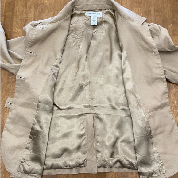 Banana Republic jacket womens 14 beachy neutral linen blend babydoll empire y2k - Picture 10 of 14